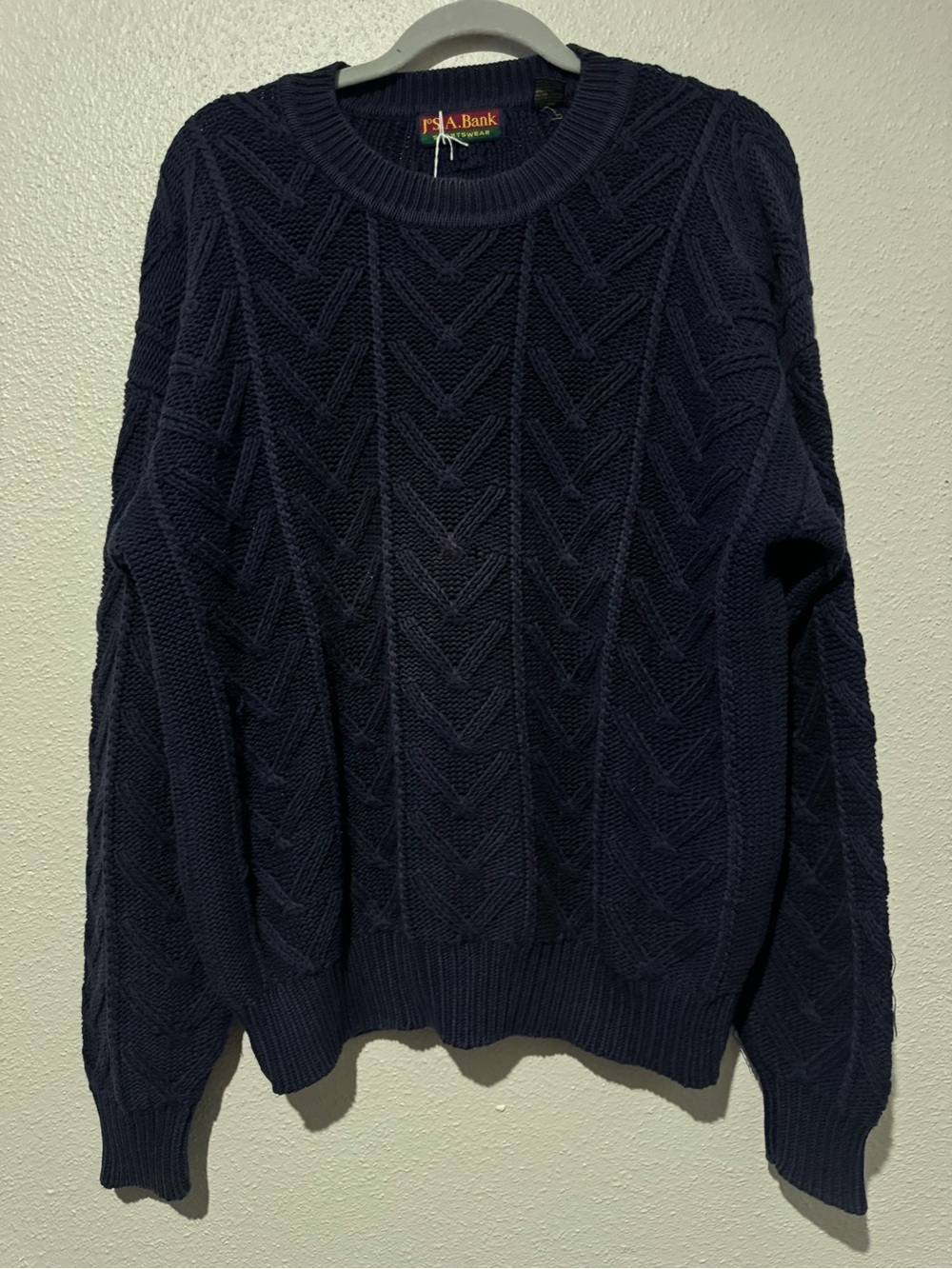 Jos. A. Bank Navy Textured Crewneck Sweater
